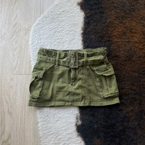 Edikted Olive Green Utility Mini Skirt with Belted Waist